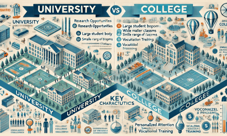 difference between university and college